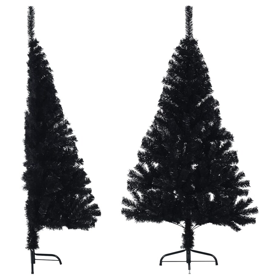 vidaXL Sztuczna choinka połówka ze stojakiem, czarna, 120 cm, PVC