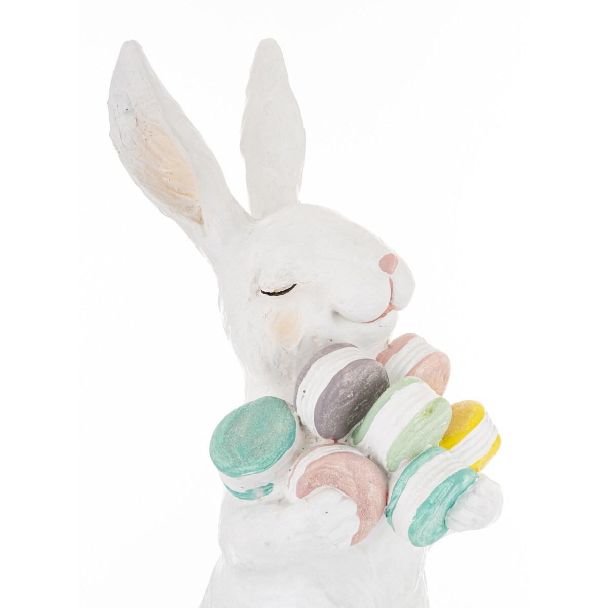Dekoracja - biały królik z makaronikami 60,5x24x28 cm