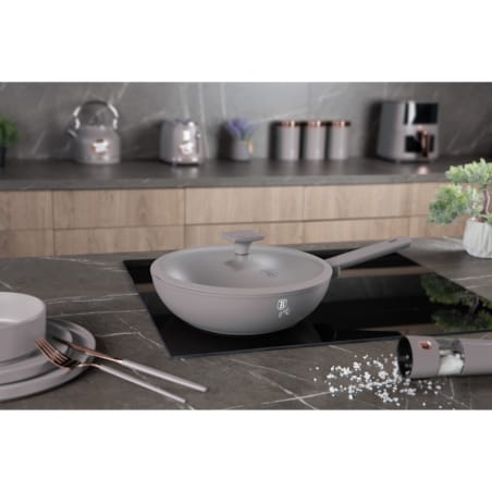 Patelnia wok z pokrywką 28cm BerlingerHaus Toupe BH-8094