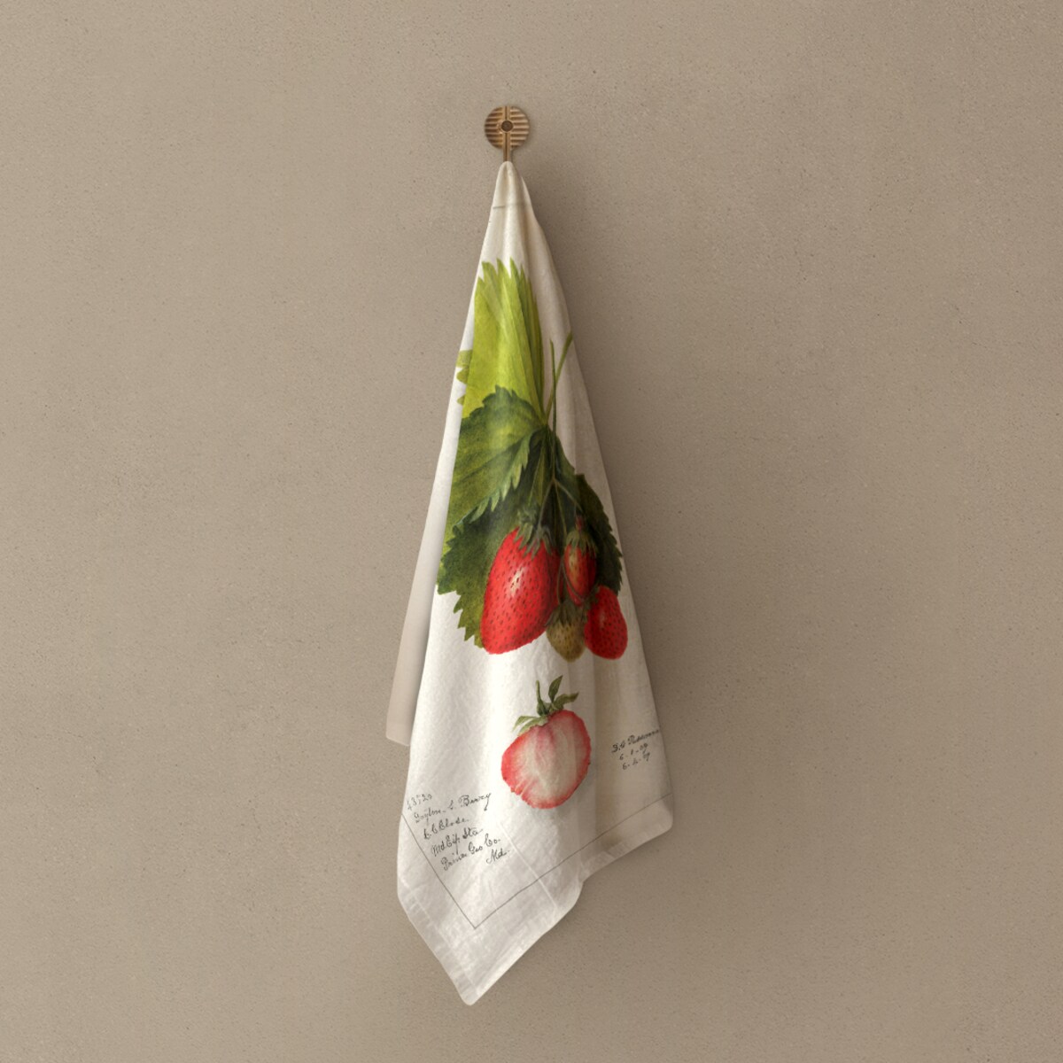 Lniana ścierka kuchenna - Truskawki