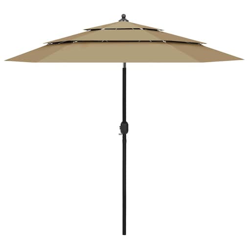 vidaXL 3-poziomowy parasol na aluminiowym słupku, taupe, 2,5 m