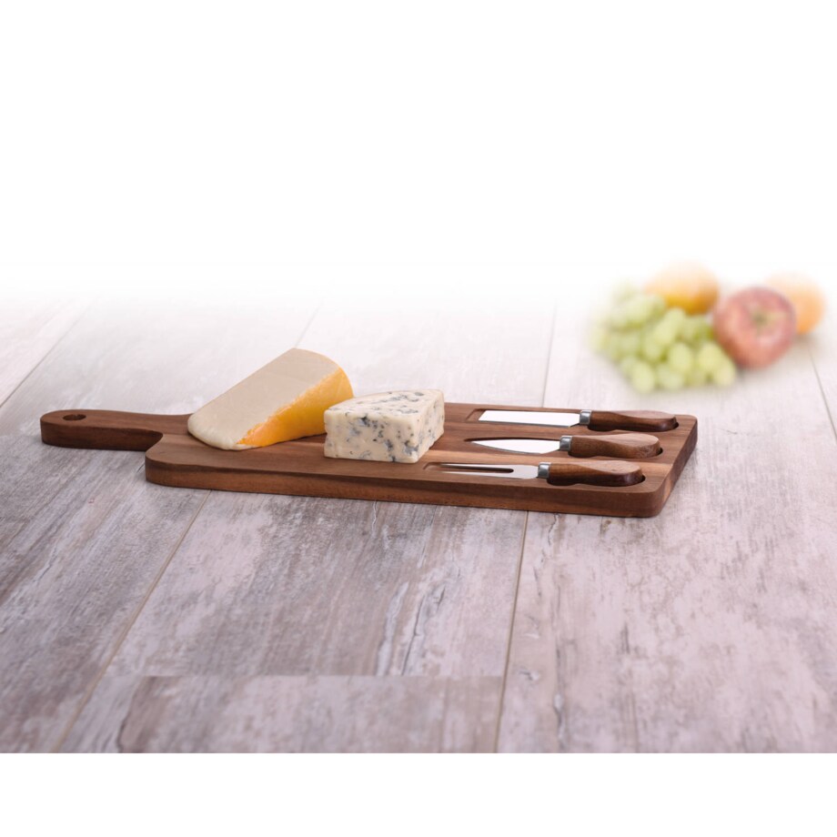 Deska do serów + 3 noże, 43x16 cm, komplet