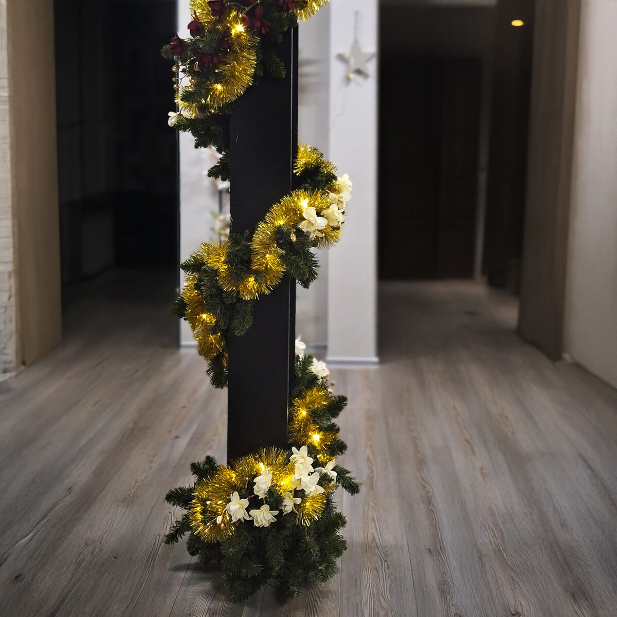 Łańcuch Led Choinkowy Złoty Na Baterie Świąteczny Na Choinkę 6 Metrów