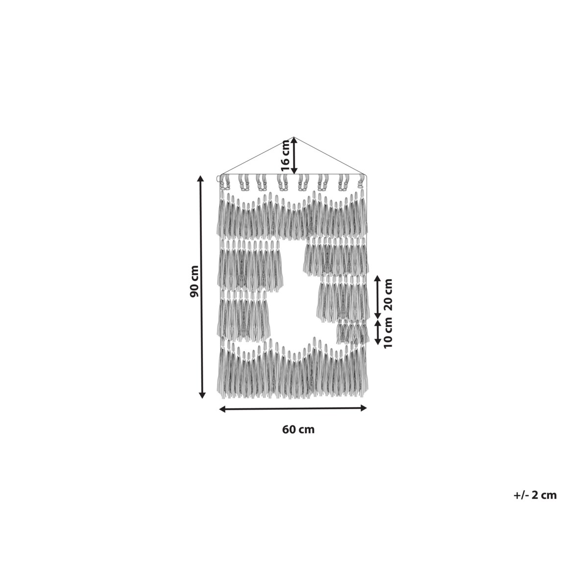 Dekoracja ścienna z frędzlami beżowo-szara MAHRI