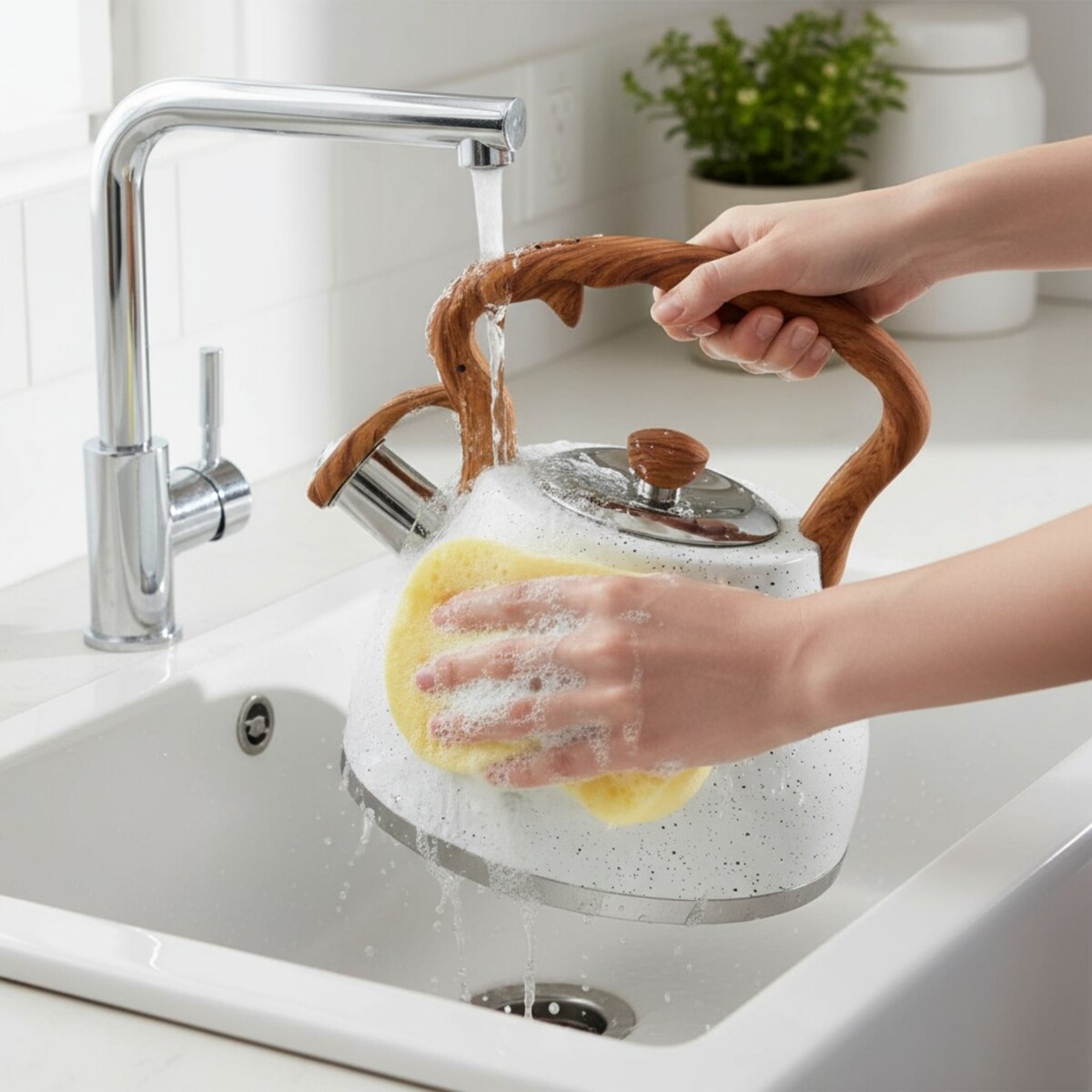 Czajnik na gaz stalowy z gwizdkiem 2.7L indukcja biały marmurek MASTERPAN