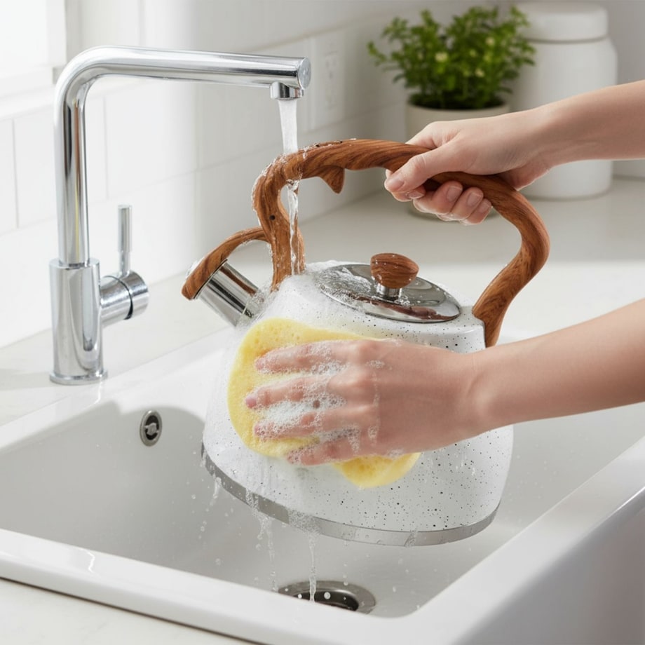Czajnik na gaz stalowy z gwizdkiem 2.7L indukcja biały marmurek MASTERPAN