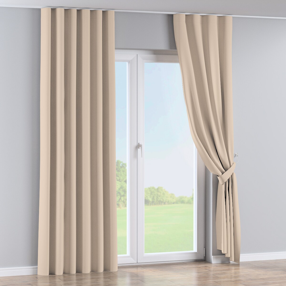 Zasłona na taśmie wave 130x245 kremowy beż