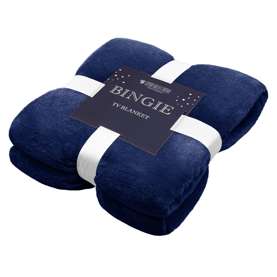 Granatowy Koc z Rękawami Kieszeniami na Filmowe Wieczory 150 x 180 Wygodny
