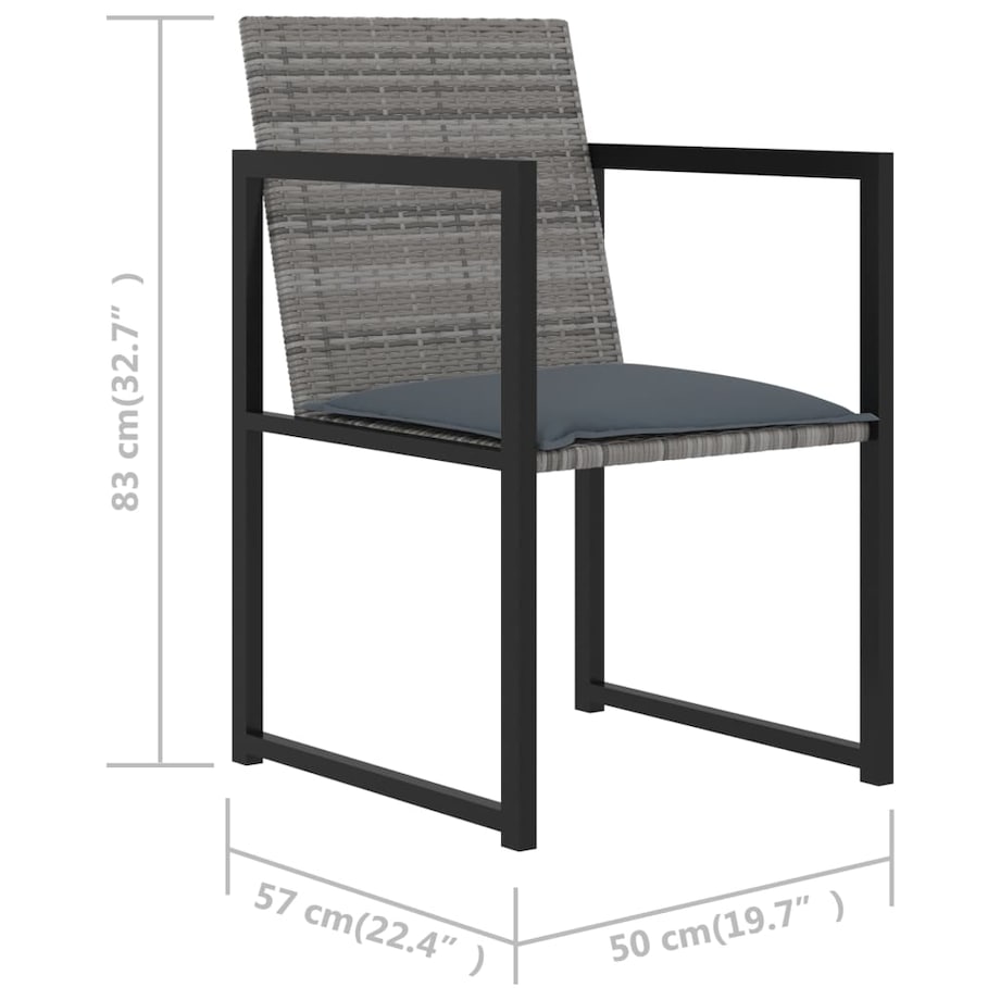vidaXL 9-cz. zestaw mebli ogrodowych z poduszkami, rattan PE, szary