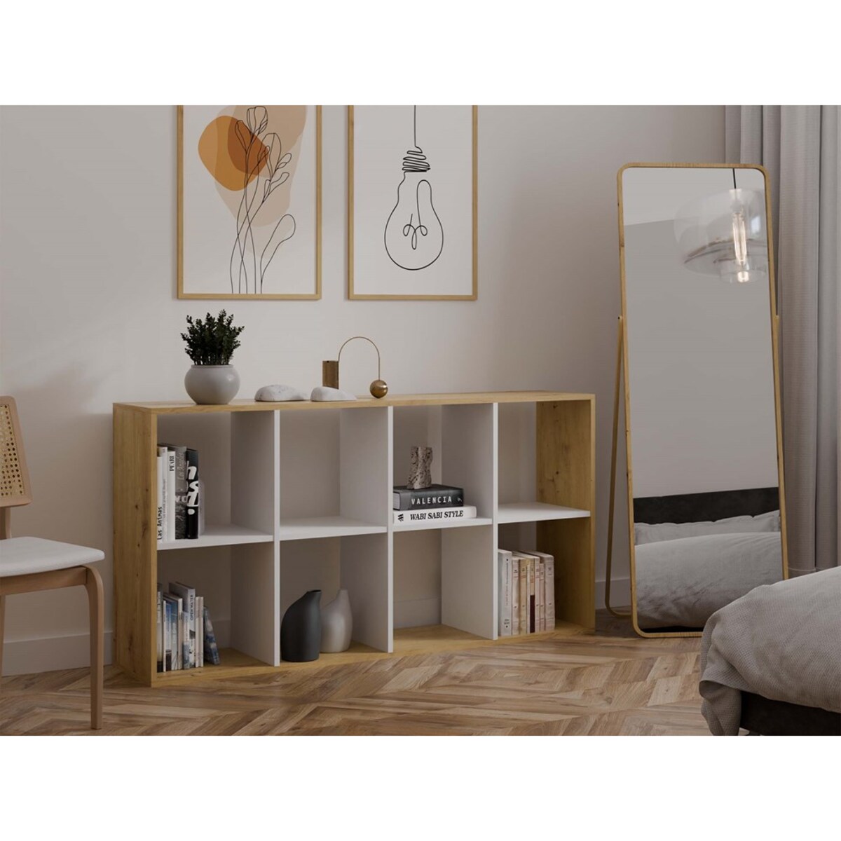 Regał Malax 2X4 Dąb Artisan Biel