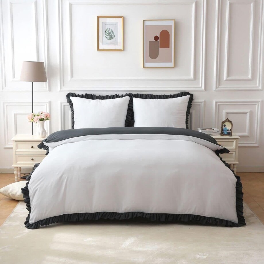 Pościel mikrofibra dwukolorowa z falbanką 200x220 cm