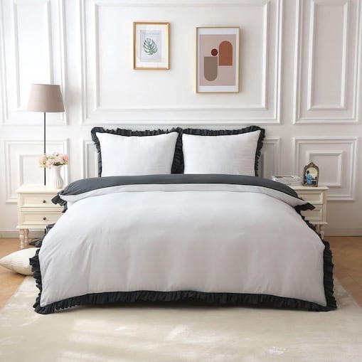 Pościel mikrofibra dwukolorowa z falbanką 200x220 cm