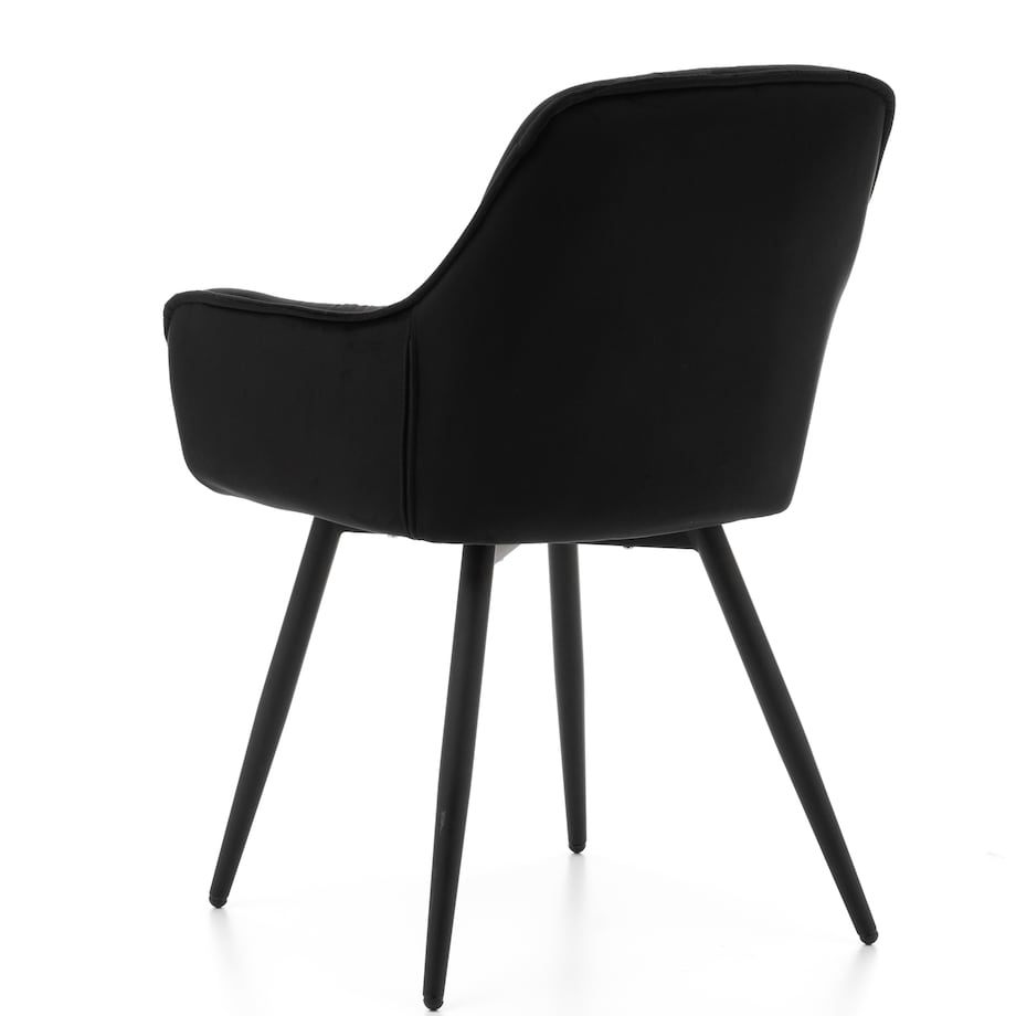Krzesło tapicerowane pikowane do salonu jadalni welurowe SIENA czarne