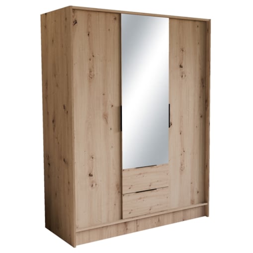 Szafa NIKOLA 150 z lusterem i regulowanymi półkami do przedpokoju -sonoma