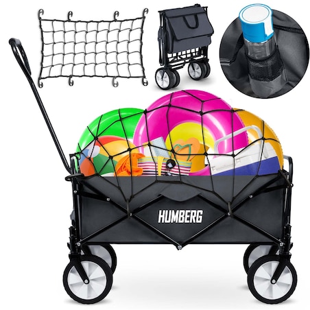 Wózek ogrodowy transportowy skladany Humberg 90 kg + siatka zabezpieczająca