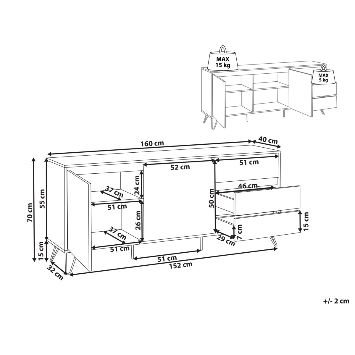 Szafka 2-drzwiowa CARDIGAN Jasnobrązowy
