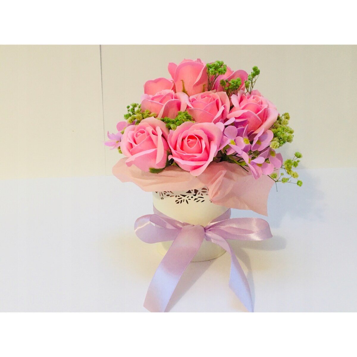 BUKIET KWIATY MYDLANE pachnące na prezent upominek urodziny imieniny róże