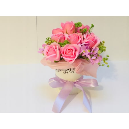 BUKIET KWIATY MYDLANE pachnące na prezent upominek urodziny imieniny róże