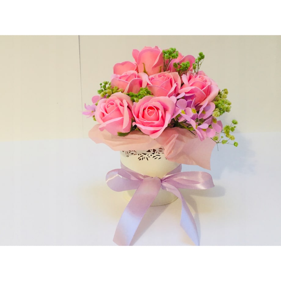 BUKIET KWIATY MYDLANE pachnące na prezent upominek urodziny imieniny róże