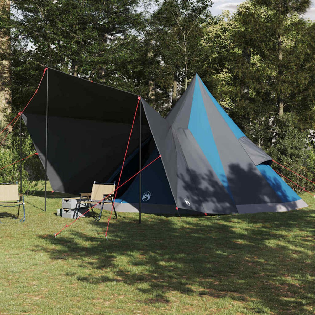 vidaXL Rodzinny namiot tipi Niebieski i szary 510 x 690 x 330 cm