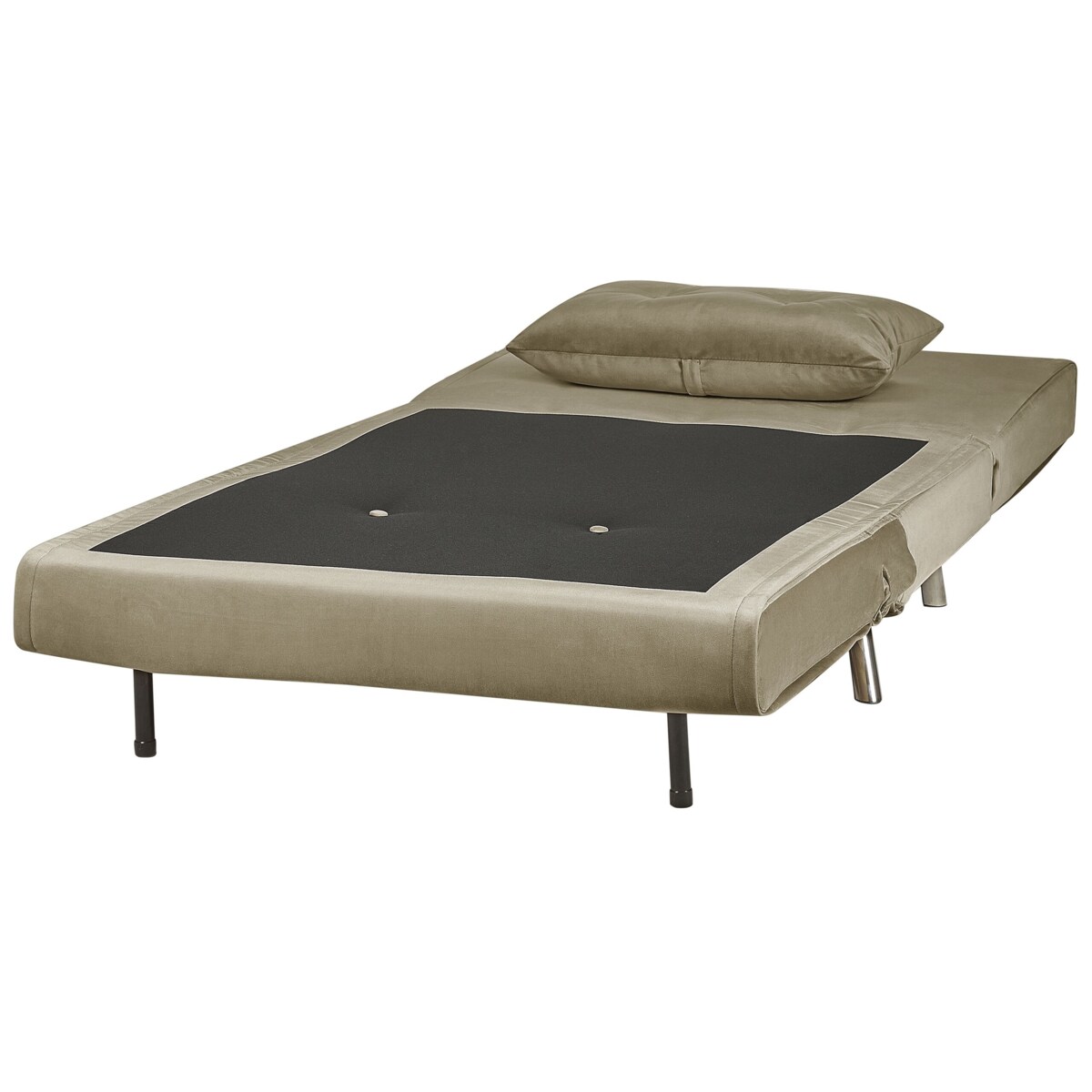 Sofa rozkładana welurowa jednoosobowa zielona oliwkowa FARRIS