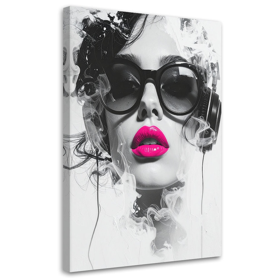 Obraz na płótnie do salonu sypialni, Kobieta Glamour Nowoczesny Portret Czarno Biały 20x30 cm