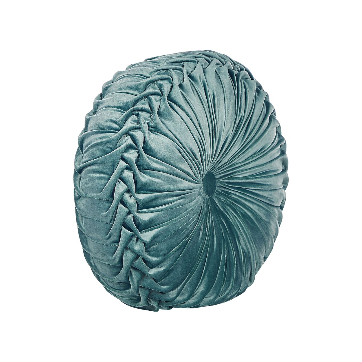 2 welurowe poduszki dekoracyjne z plisami ⌀ 40 cm lazurowe UDALA