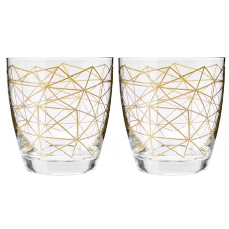 Szklanki Deco Złota Siatka Krosno 2 x 370 ml Zdobione Unikatowy Wzór Duet