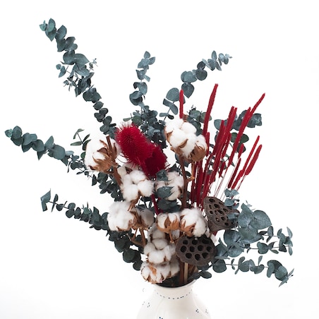 Bukiet suszonych kwiatów Arctic Blush - bawełna, eukaliptus, tymotka