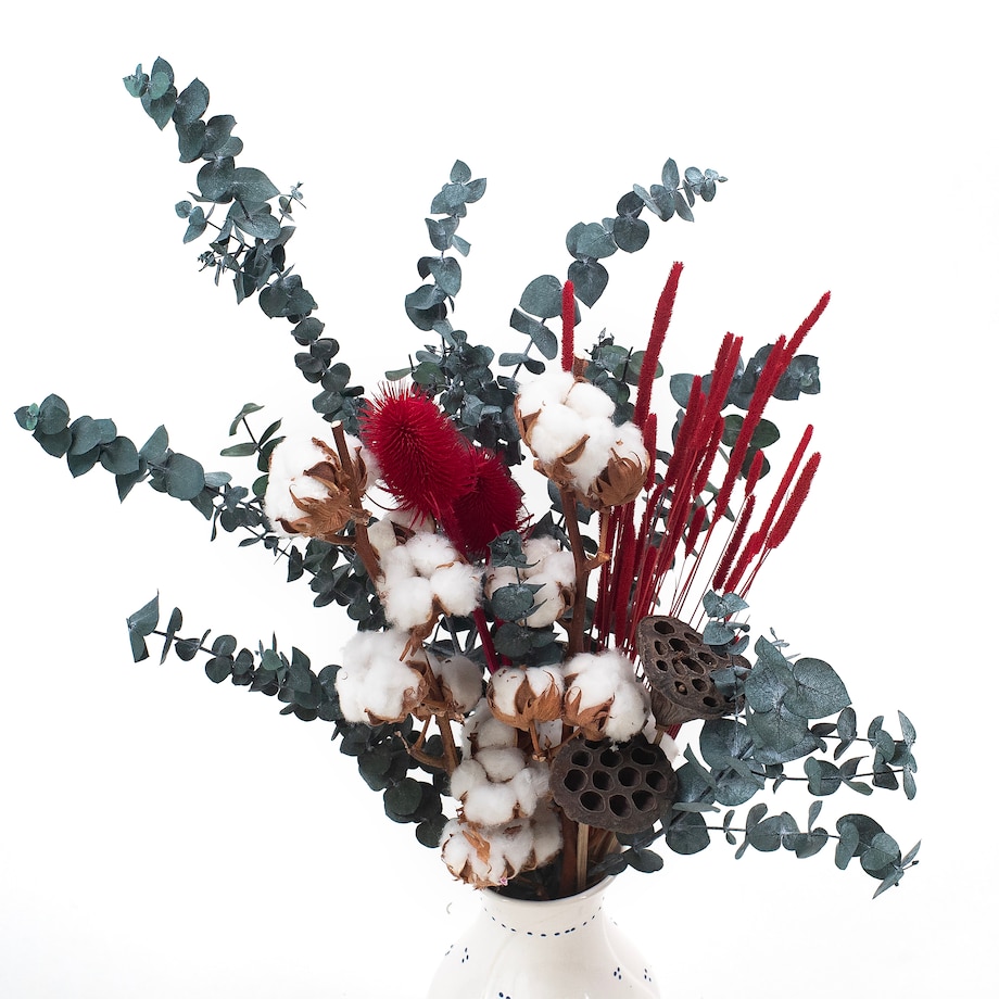 Bukiet suszonych kwiatów Arctic Blush - bawełna, eukaliptus, tymotka