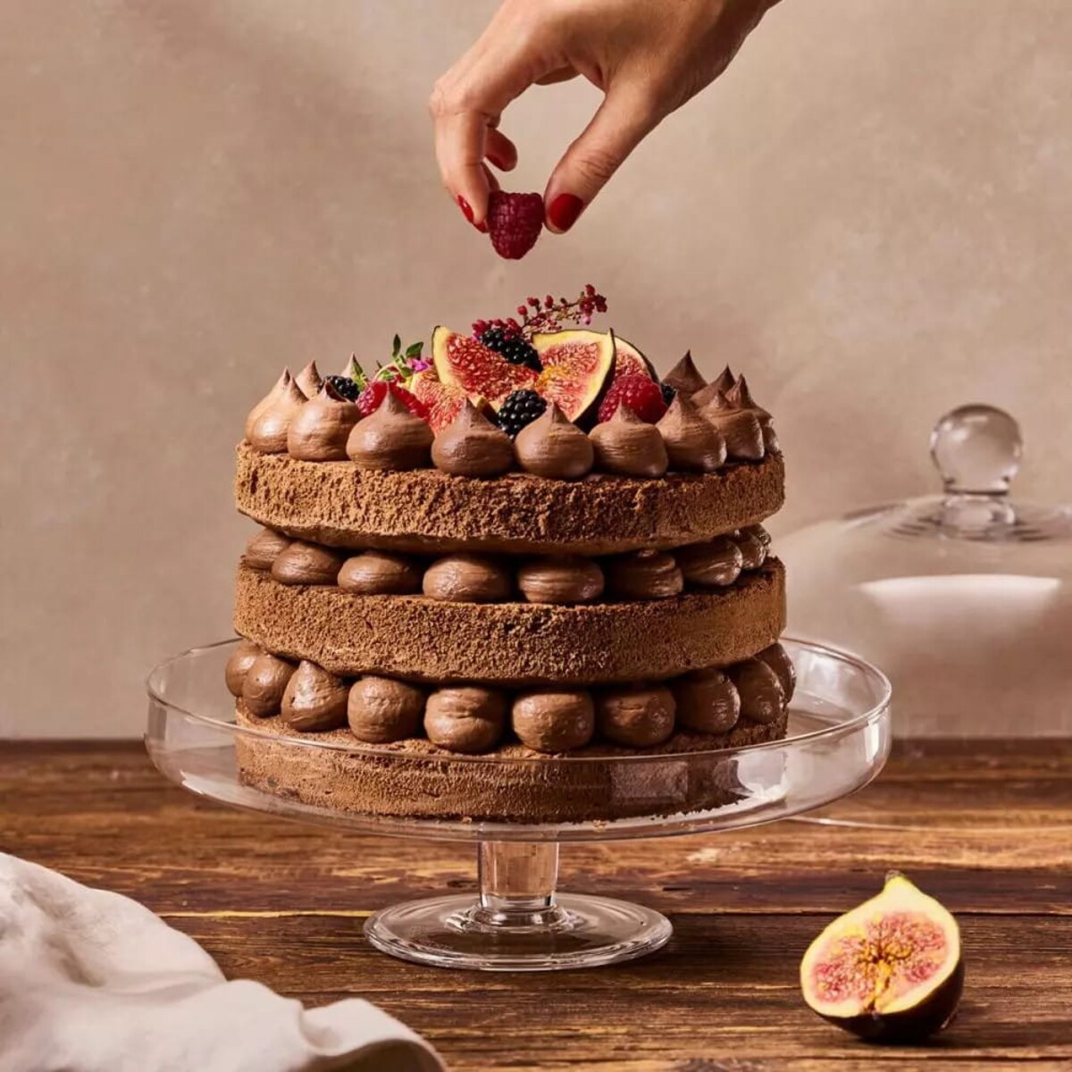 Patera na Ciasto Tort z Kloszem Elite Krosno 28 cm Szklana Duża na Nóżce