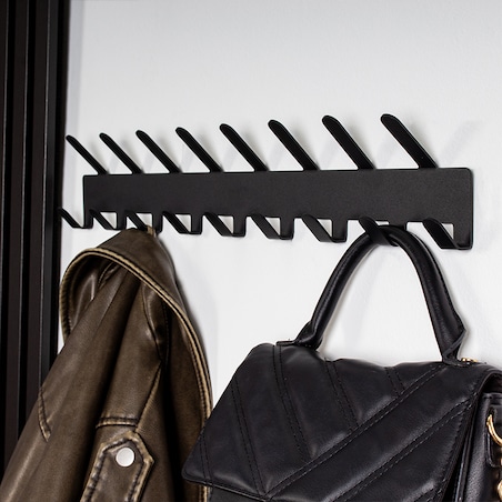 WIESZAK ŚCIENNY CZARNY NA UBRANIA KLUCZE AKCESORIA DO PRZEDPOKOJU METALOWY