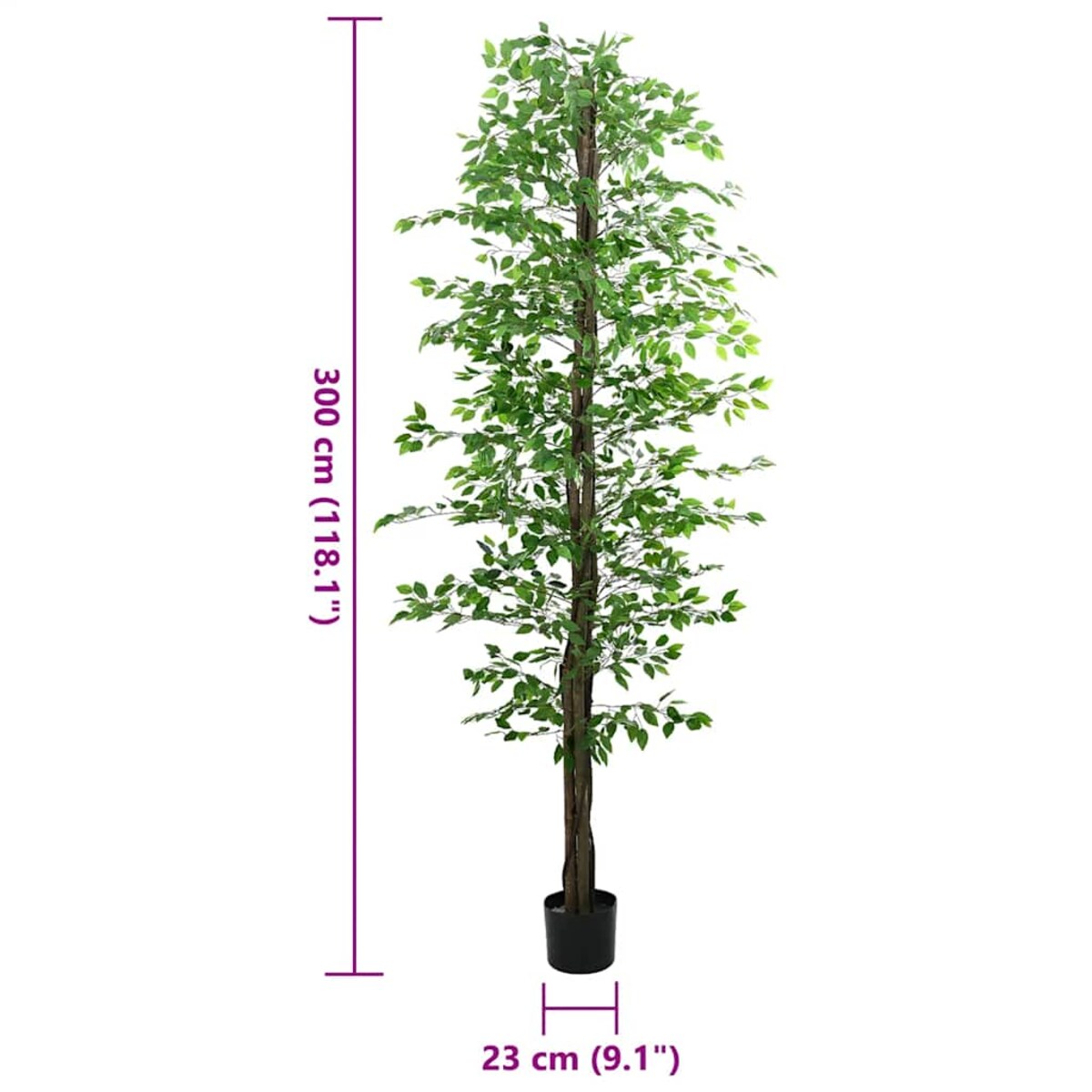 vidaXL Sztuczna roślina Ficus 2016 Liście 300 cm Zielony