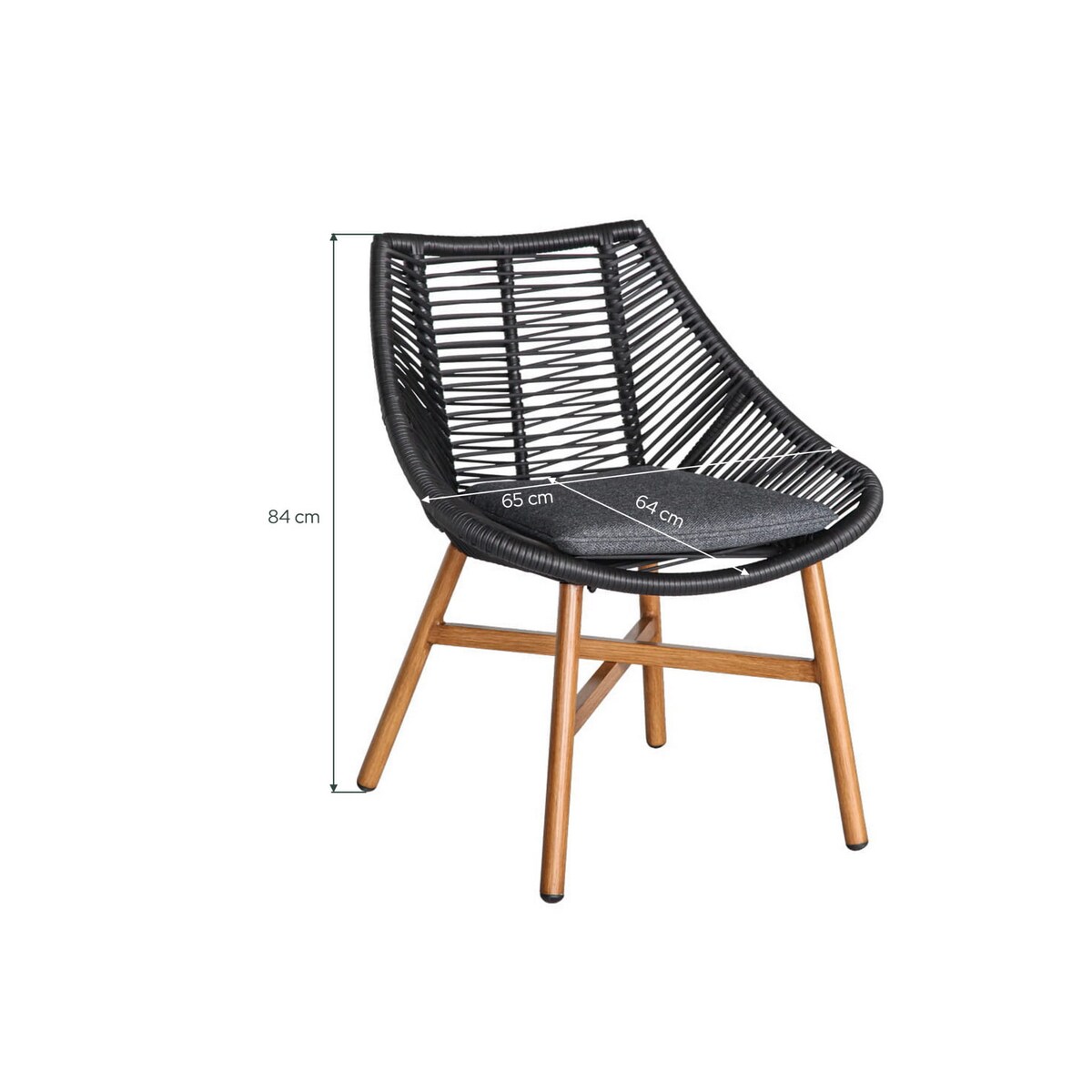 Krzesło ogrodowe, stołowe, polirattanowe Holand, szare