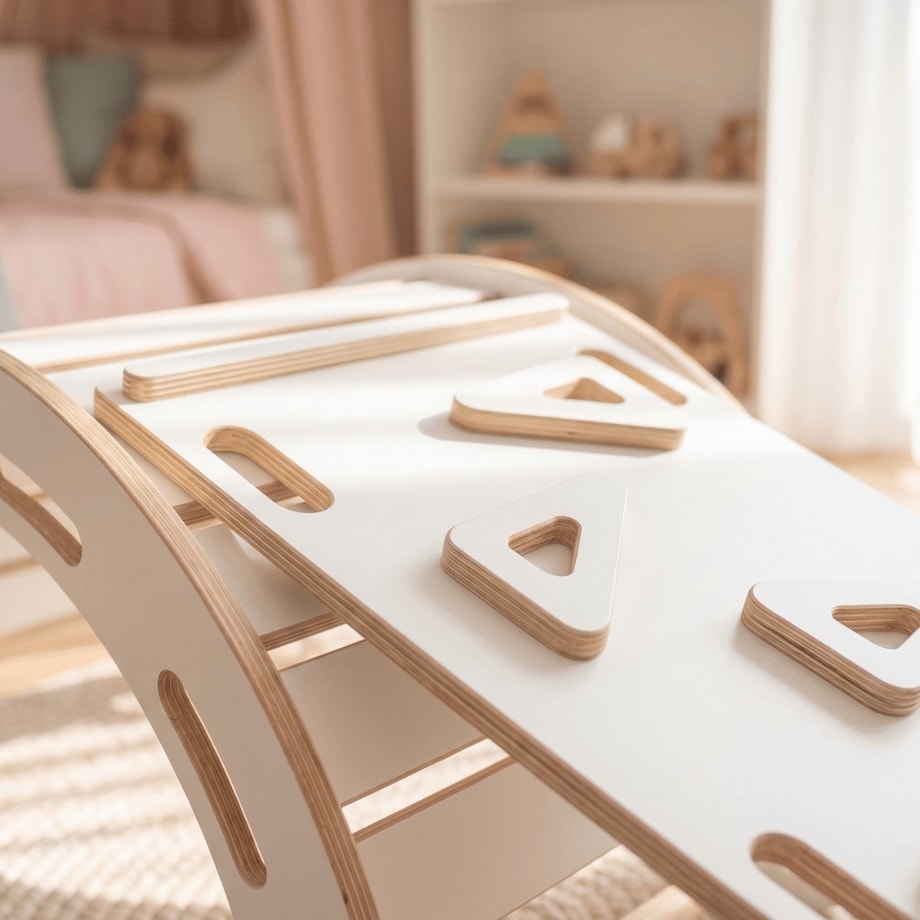 Bujak zjeżdżalnia ścianka wspinaczkowa 3w1 Montessori dwustronna rampa plac zabaw poducha Verk.design