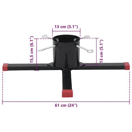 vidaXL Stojak pod choinkę, czarny, 61x61x15,5 cm