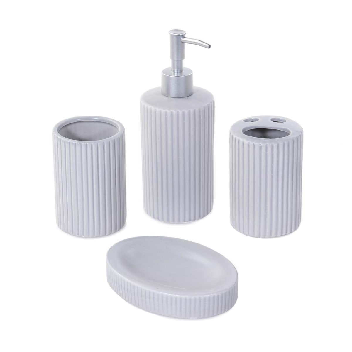 Zestaw ceramicznych akcesoriów łazienkowych, 4 elementy