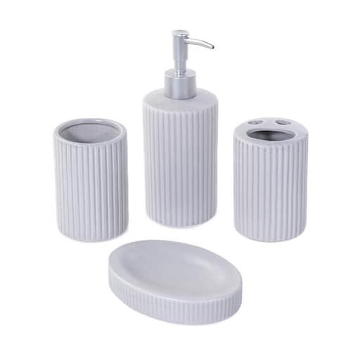 Zestaw ceramicznych akcesoriów łazienkowych, 4 elementy