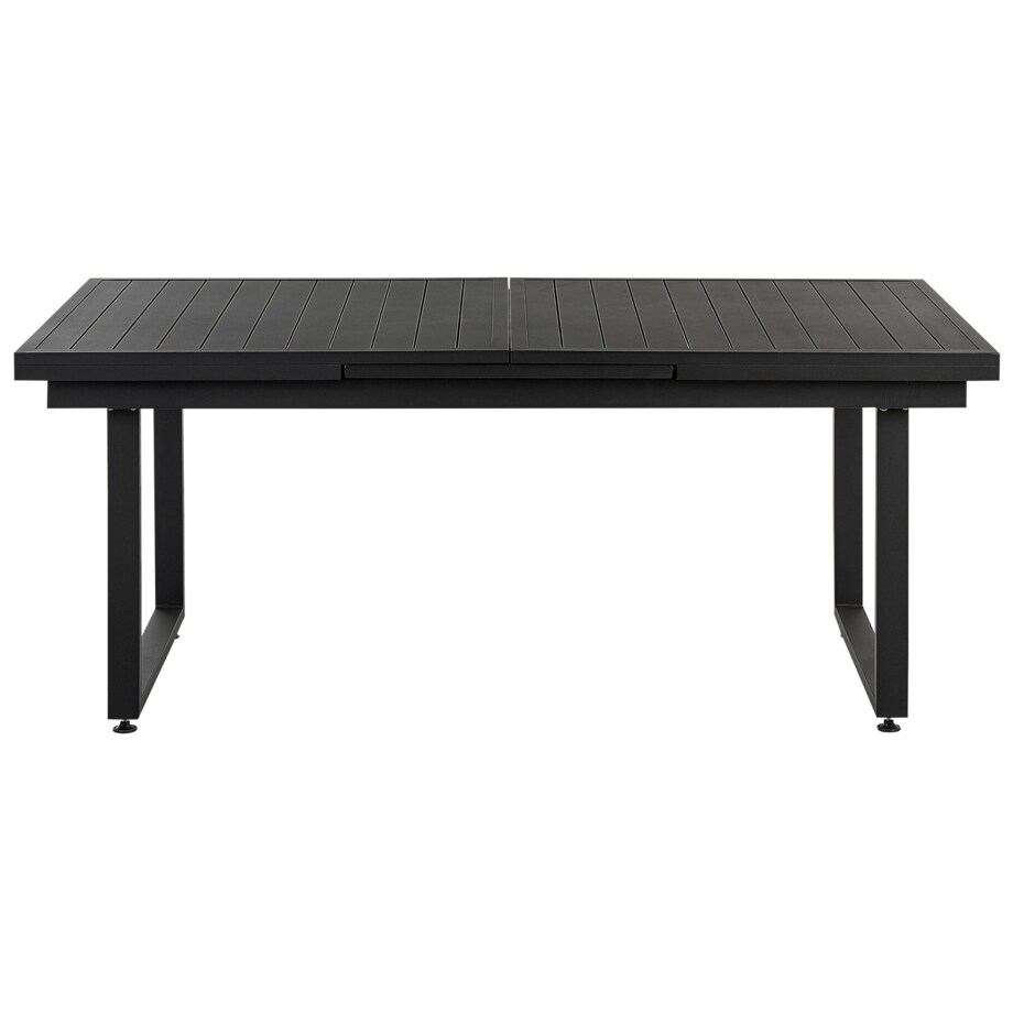 Zestaw ogrodowy stół rozkładany i 8 krzeseł czarny z poduszkami szarymi VALCANETTO/TAVIANO