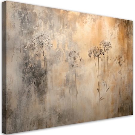 Obrazy nowoczesne boho do salonu sypialni kuchni Dmuchawce Trawy Rośliny we mgle 100x70