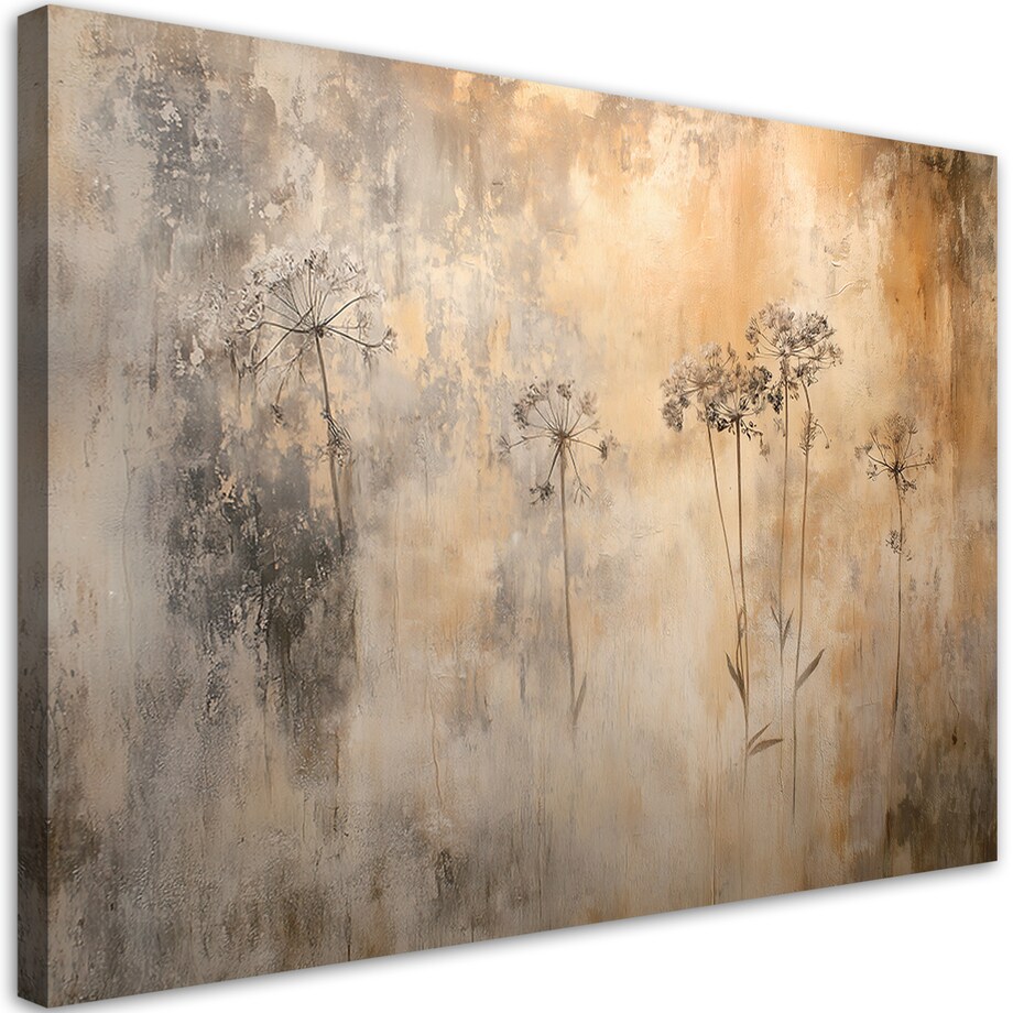 Obrazy nowoczesne boho do salonu sypialni kuchni Dmuchawce Trawy Rośliny we mgle 100x70