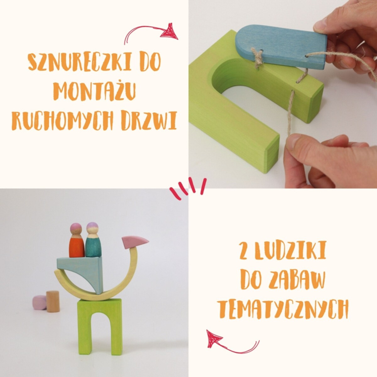 Układanka drewniana w ramce – klocki drewniane Grimm's dla rocznego dziecka