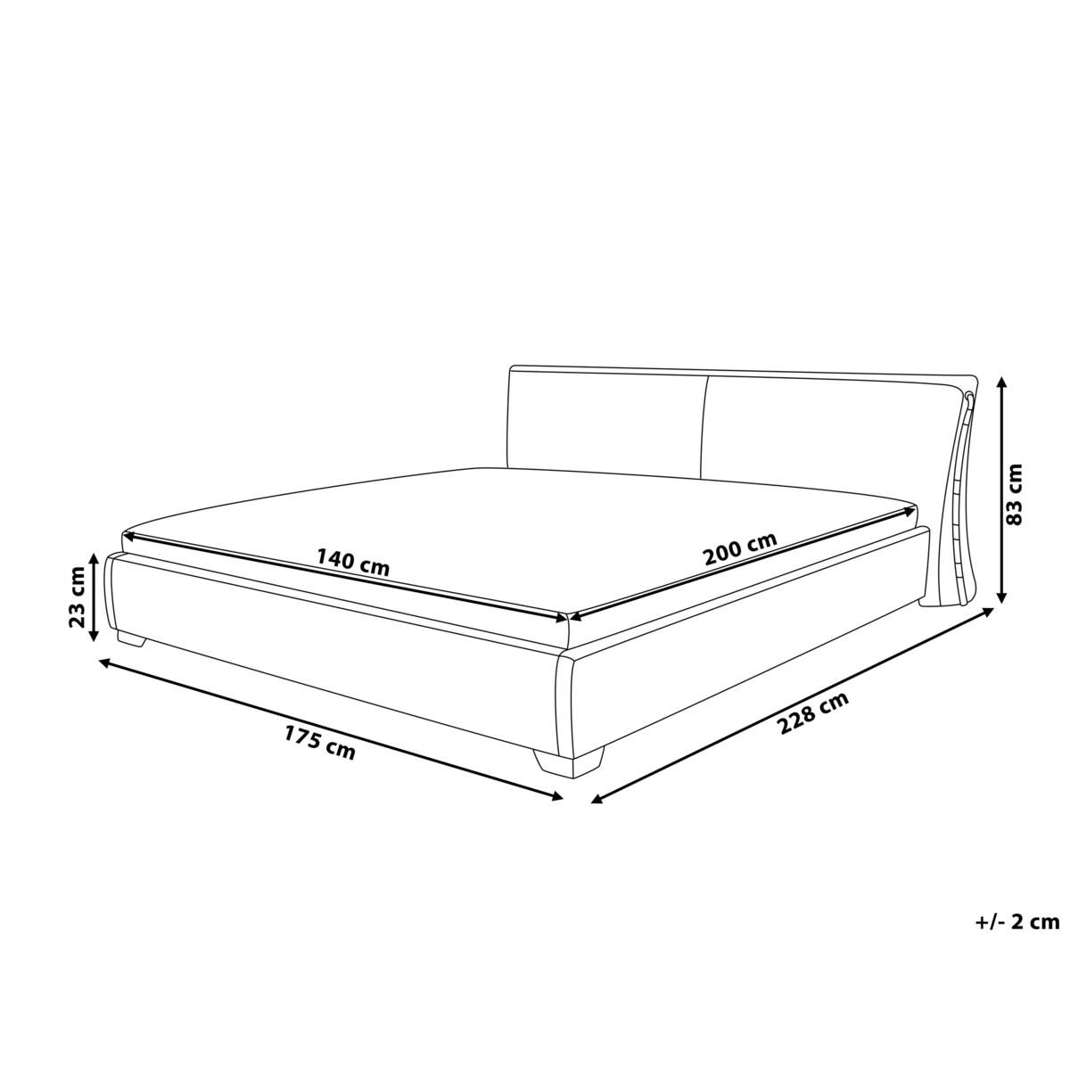 Łóżko wodne tapicerowane 140 x 200 cm szare PARIS
