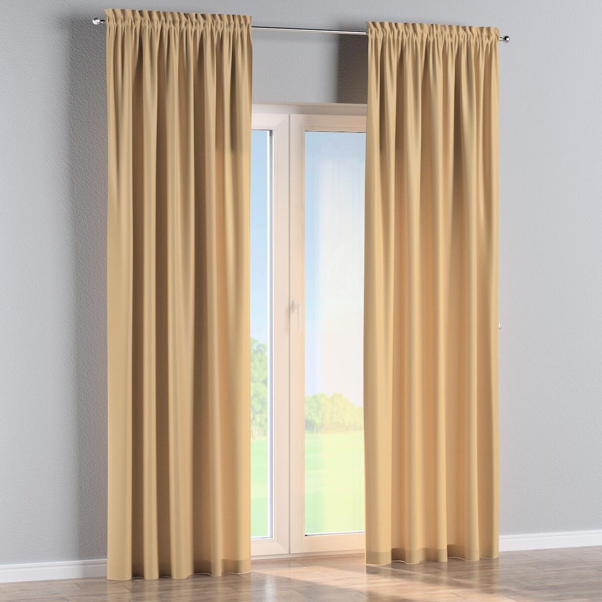 Zasłona na kanale z grzywką 1 szt. 130x260 złoty z połyskiem