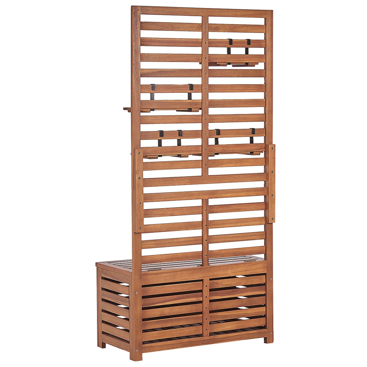 Ławka-schowek z półkami MATINO Drewno akacjowe 170 cm 80 cm Brązowy