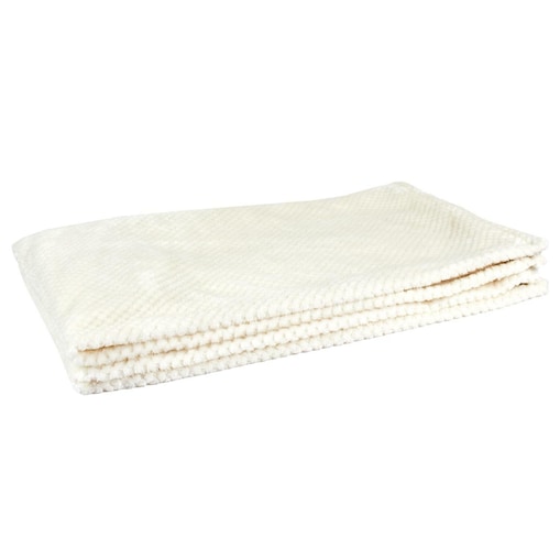 Koc dekoracyjny Honeycomb kremowy 120x150 cm ciepły pled na kanapę do salonu Intesi