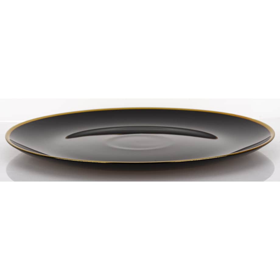 Podstawka dekoracyjna pod talerz, Ø 33x2 cm PULVINAR-3 czarna ze złotym obrzeżem