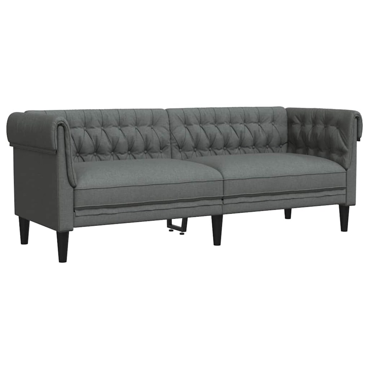 vidaXL Sofa Chesterfield, trzyosobowa, ciemnoszara, obita tkaniną