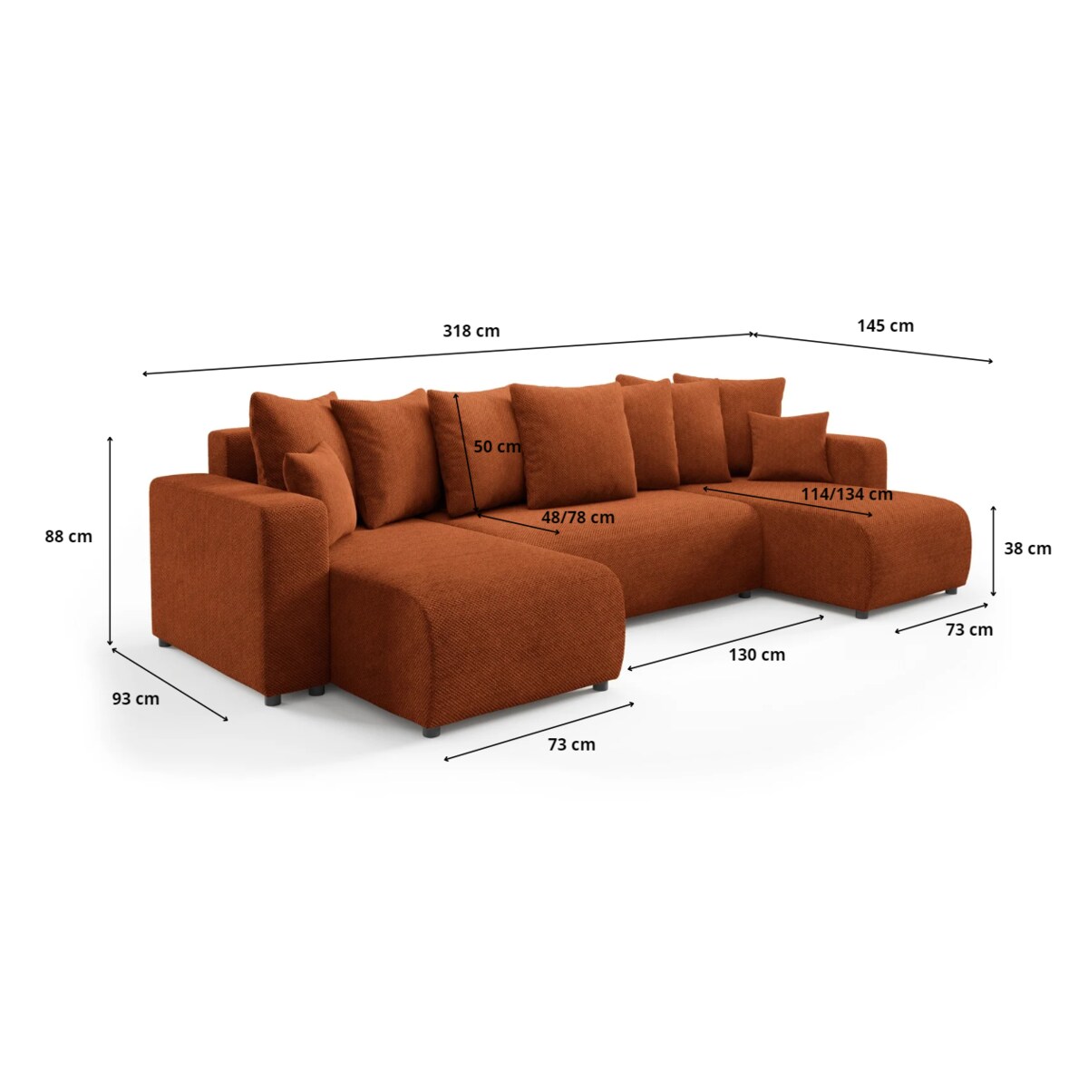 Narożnik EVORA U z pojemnikiem tkanina miękki plusz Kolor: Onega 10