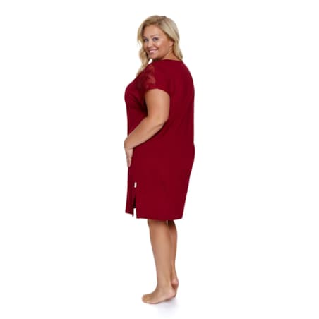 Burgundowa koszula nocna z koronką